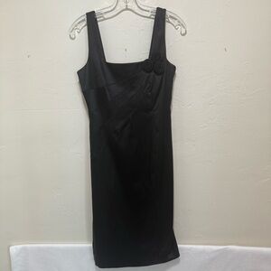 Calvin Klein black satin formal sheath party cocktail sleeveless dress Size 4​​